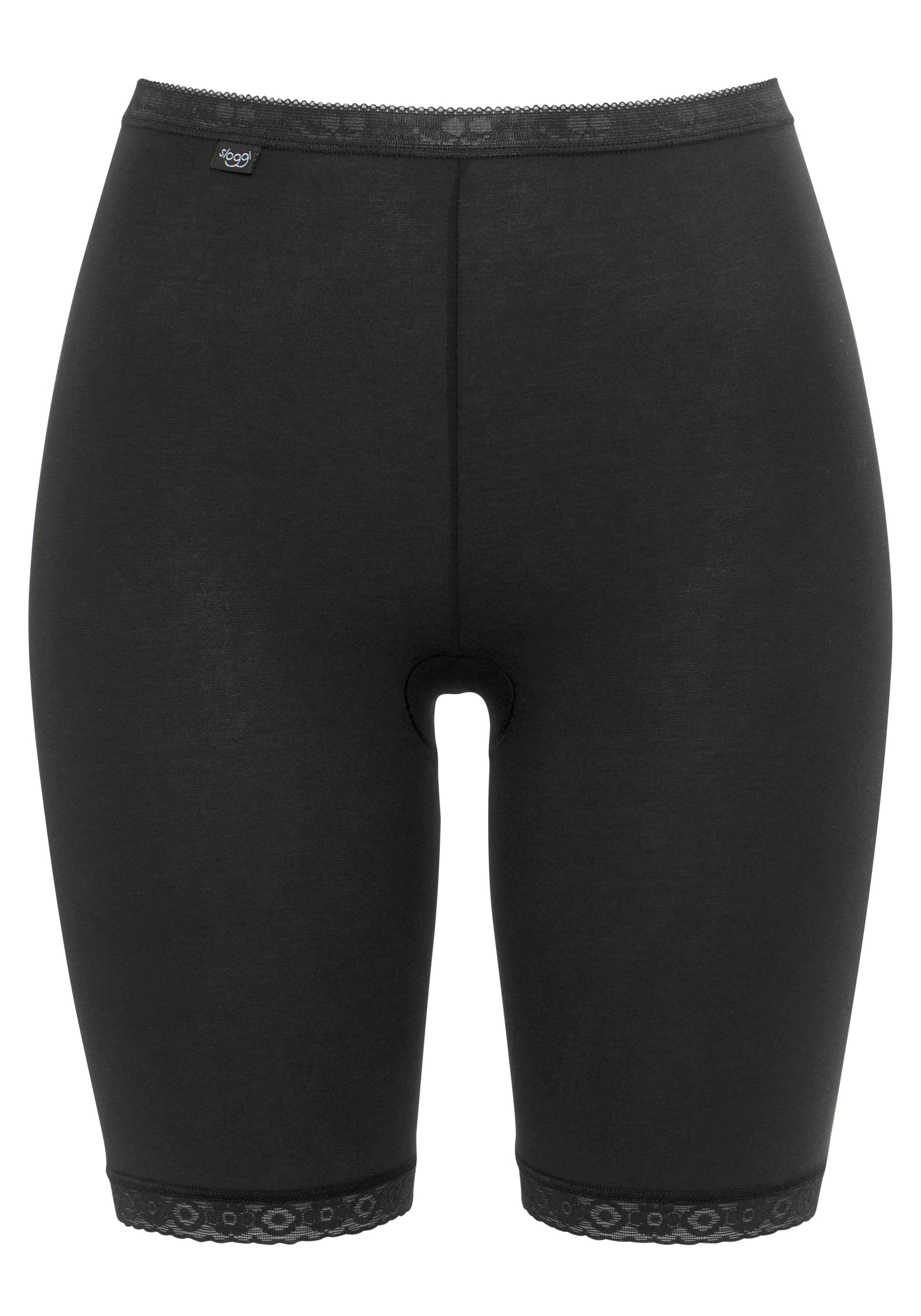 Spitzenbesatz + Long-Pants Lange BLACK Basic mit (Packung, Sloggi 2-St) Unterhose