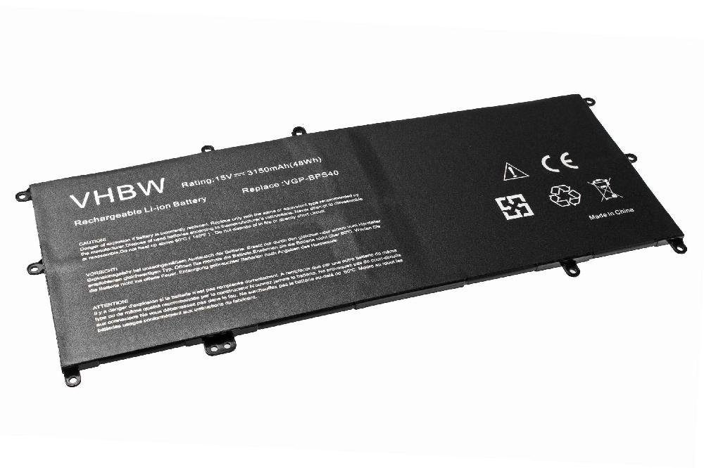 vhbw Ersatz für Sony VGP-BPS40 Li-Polymer für V) (15 mAh 3150 Laptop-Akku