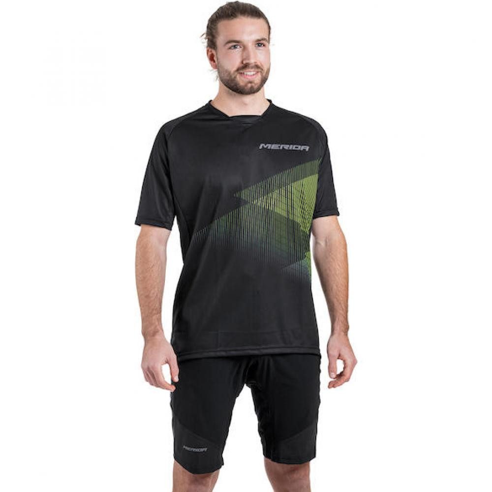 Merida Fahrradsattel Merida Trikot MTB STRIPE S Schwarz/grün - robustes MTB-Trikot für Trai