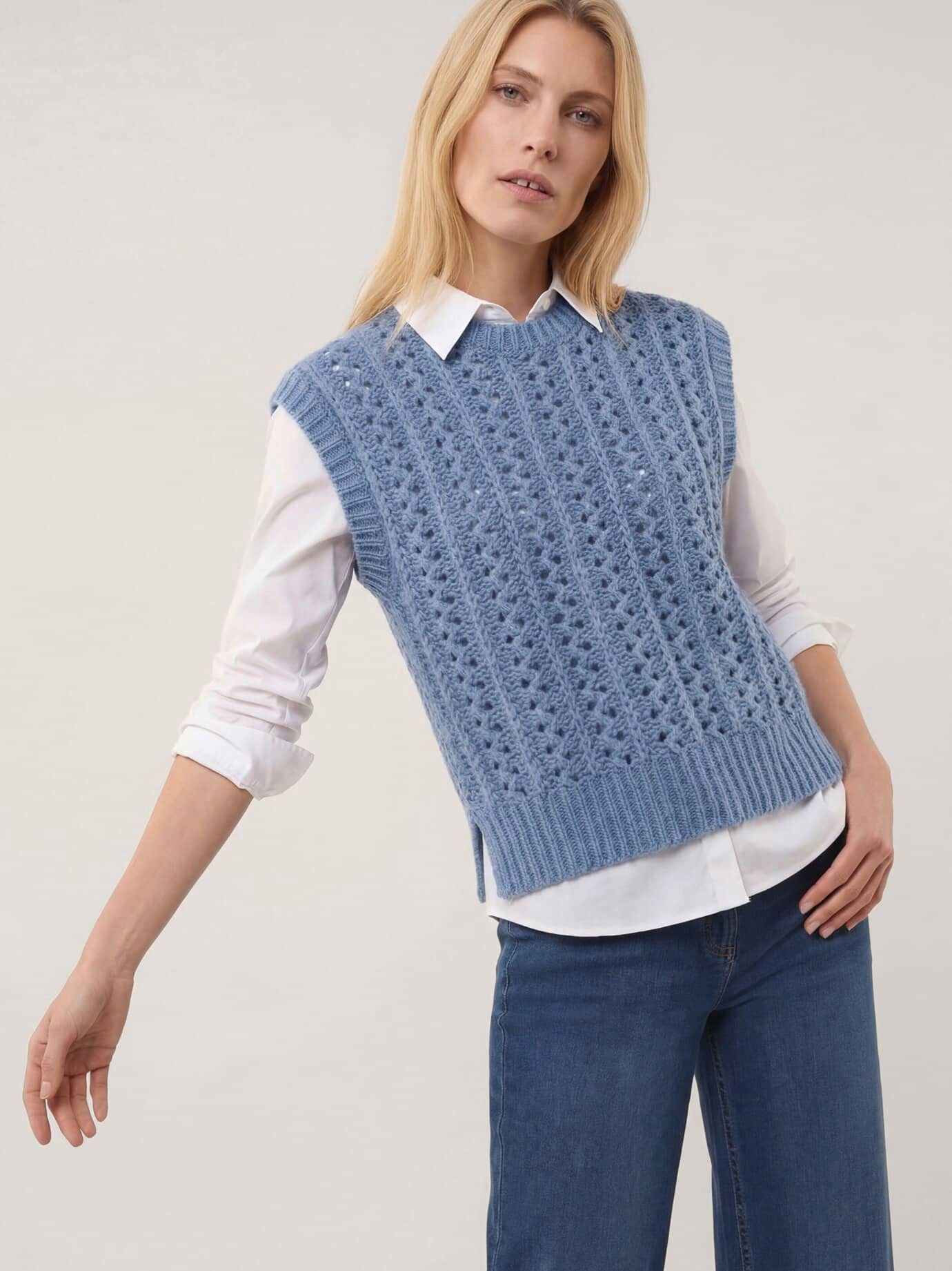 Walbusch Pullunder Damen Edler Ajour Pullunder in weichem Garn Rundhals