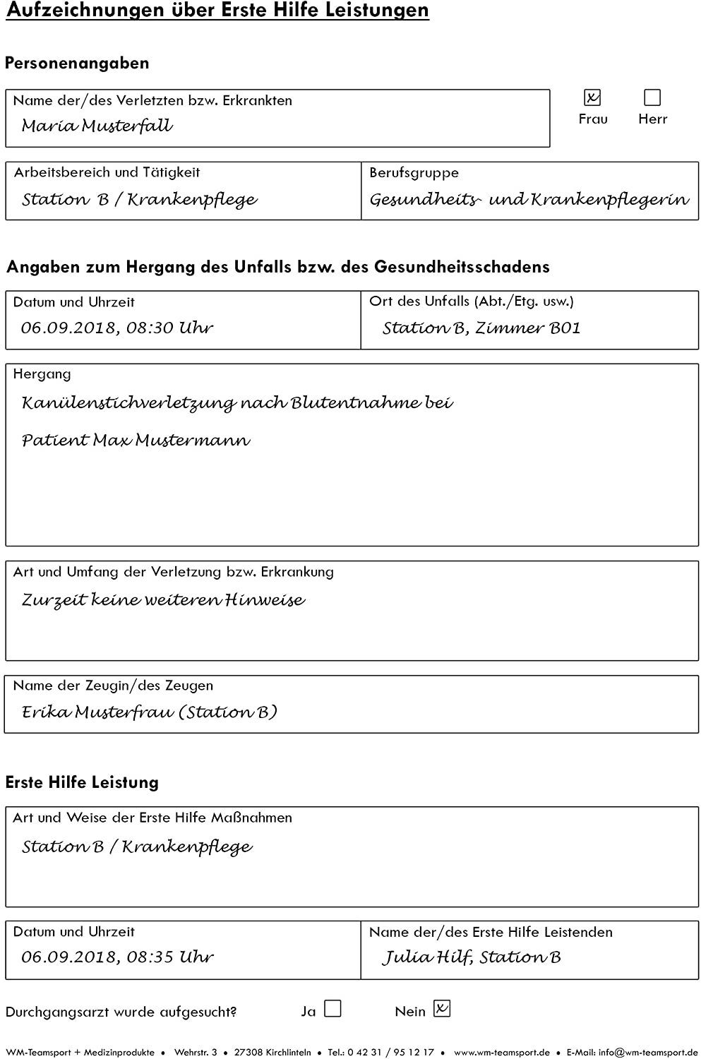 WM-Teamsport Erste-Hilfe-Set 3er Pack Verbandbuch Erste Hilfe + heraustrennbare Seiten, (3 St)