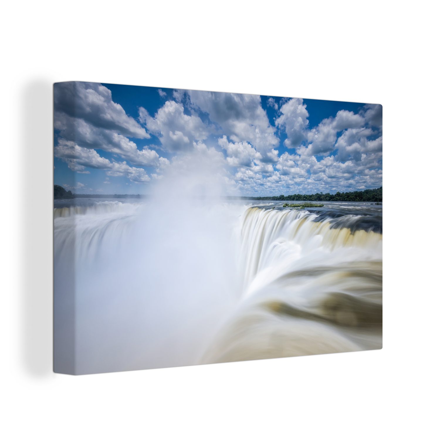 Brasilien, Leinwandbilder, (1 Wandbild Iguaçu-Wasserfall OneMillionCanvasses® in St), 30x20 Wolken Leinwandbild mit Aufhängefertig, cm Wanddeko,
