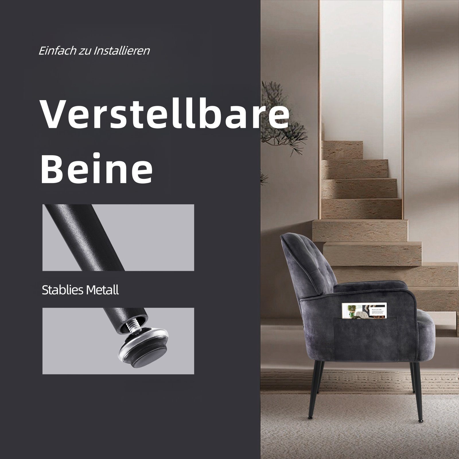 Intimate WM Heart Sessel Einzelsessel, Retro Fernsehsessel mit Metallbeinen günstig online kaufen
