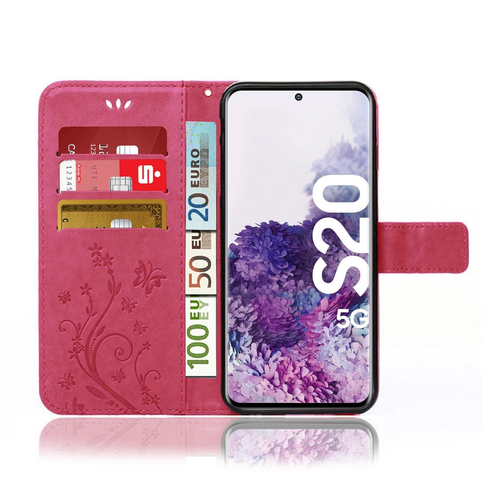 Numerva Handyhülle Bookstyle Flower für Samsung Galaxy S20, Handy Tasche Schutzhülle Klapphülle Flip Cover mit Blumenmuster