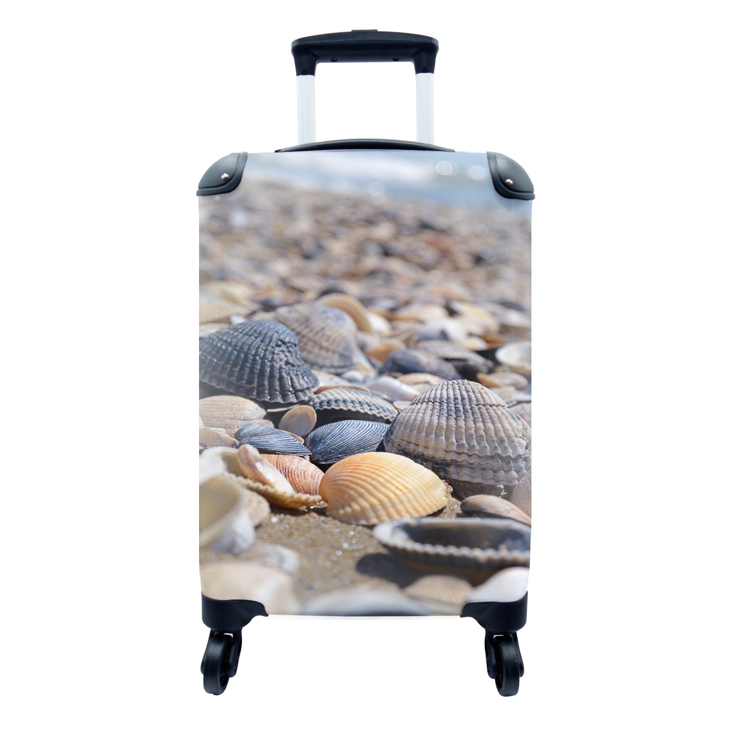 MuchoWow Handgepäckkoffer Muscheln - Strand, 4 Rollen, Reisetasche mit rollen, Handgepäck für Ferien, Trolley, Reisekoffer