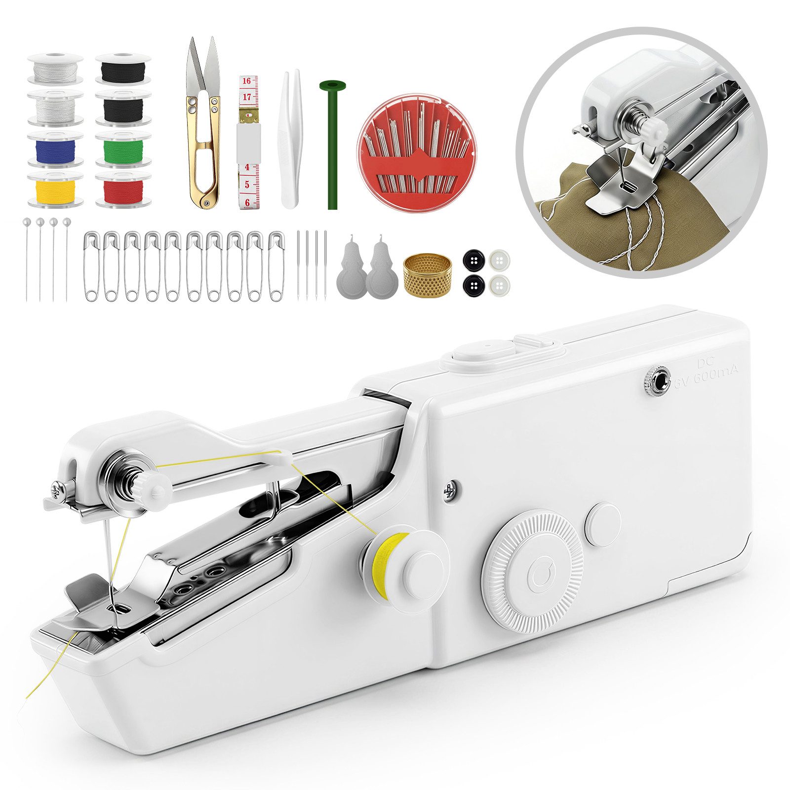 Bundviel Nähmaschine Handnähmaschine Mini Elektrisch Tragbare Nähmaschine mit Unterfaden
