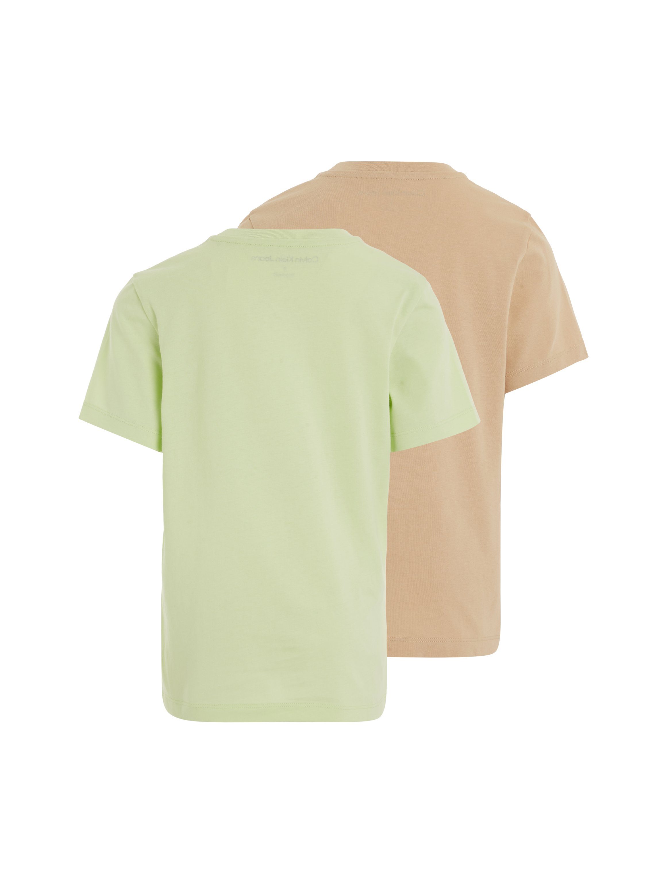 Klein Jeans TOP Logodruck mit Sand Mint T-Shirt / Warm MONOGRAM Calvin 2-PACK Exotic