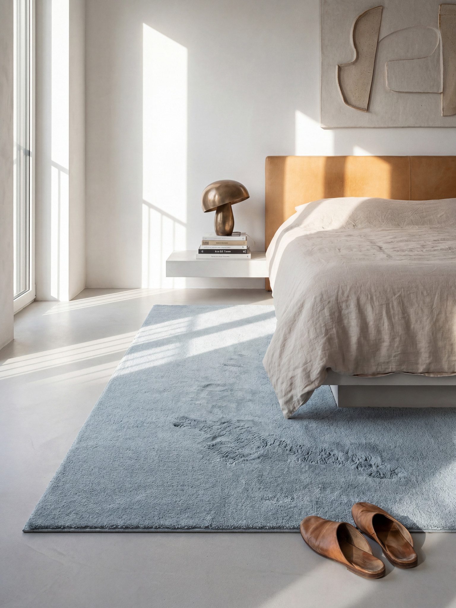 KADIMA DESIGN Teppich ALDAN Teppichläufer Blau 60x110 Uni Polyester Antirutsch Wohnzimmer, Läufer, Höhe: 18 mm, Trittschalldämmend, Strapazierfähig, Pflegeleich – Bild 2 von 4