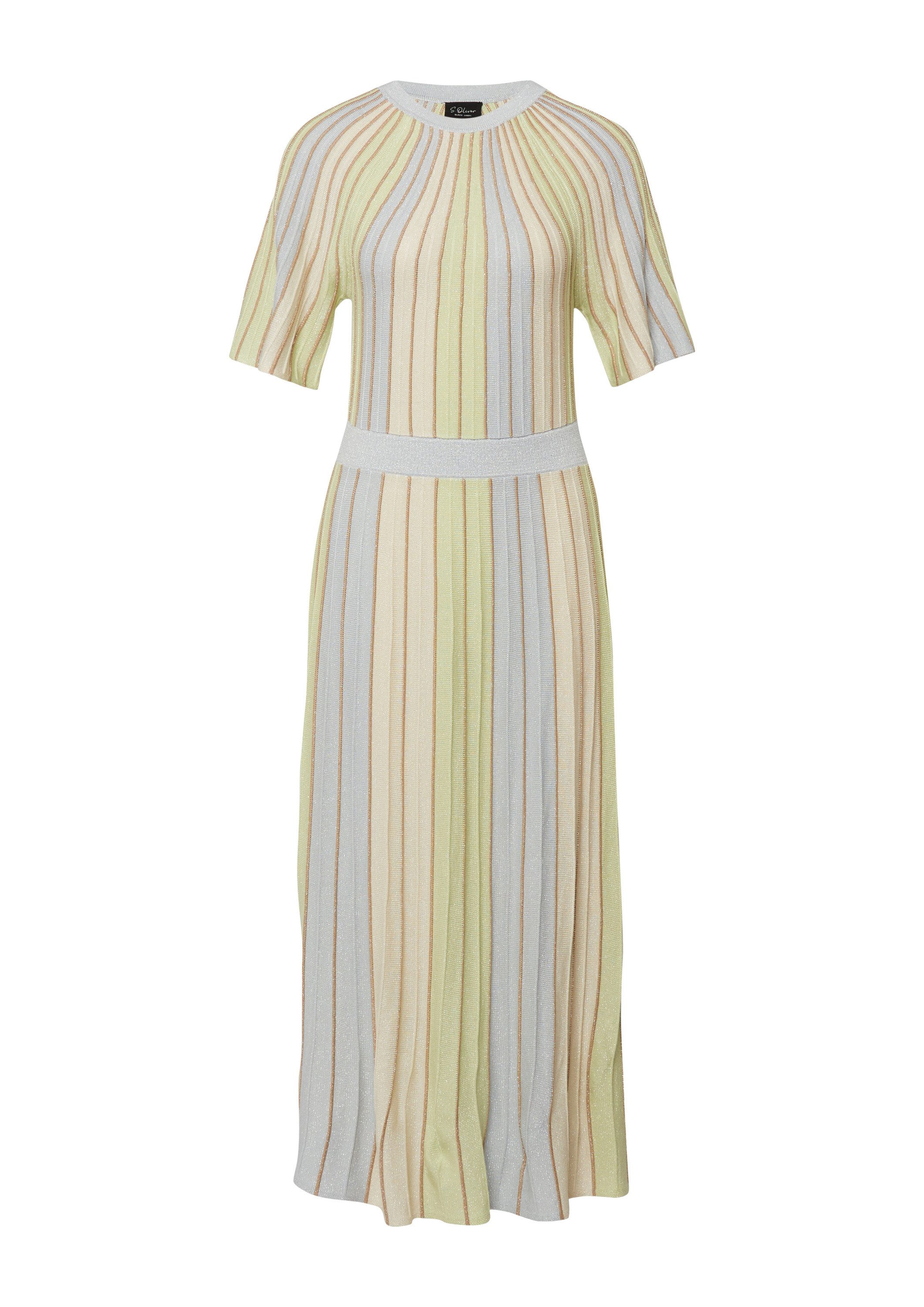 s.Oliver Midikleid Kleid Multicolor-Strickkleid mit Metallic-Garn und Flügelärmeln
