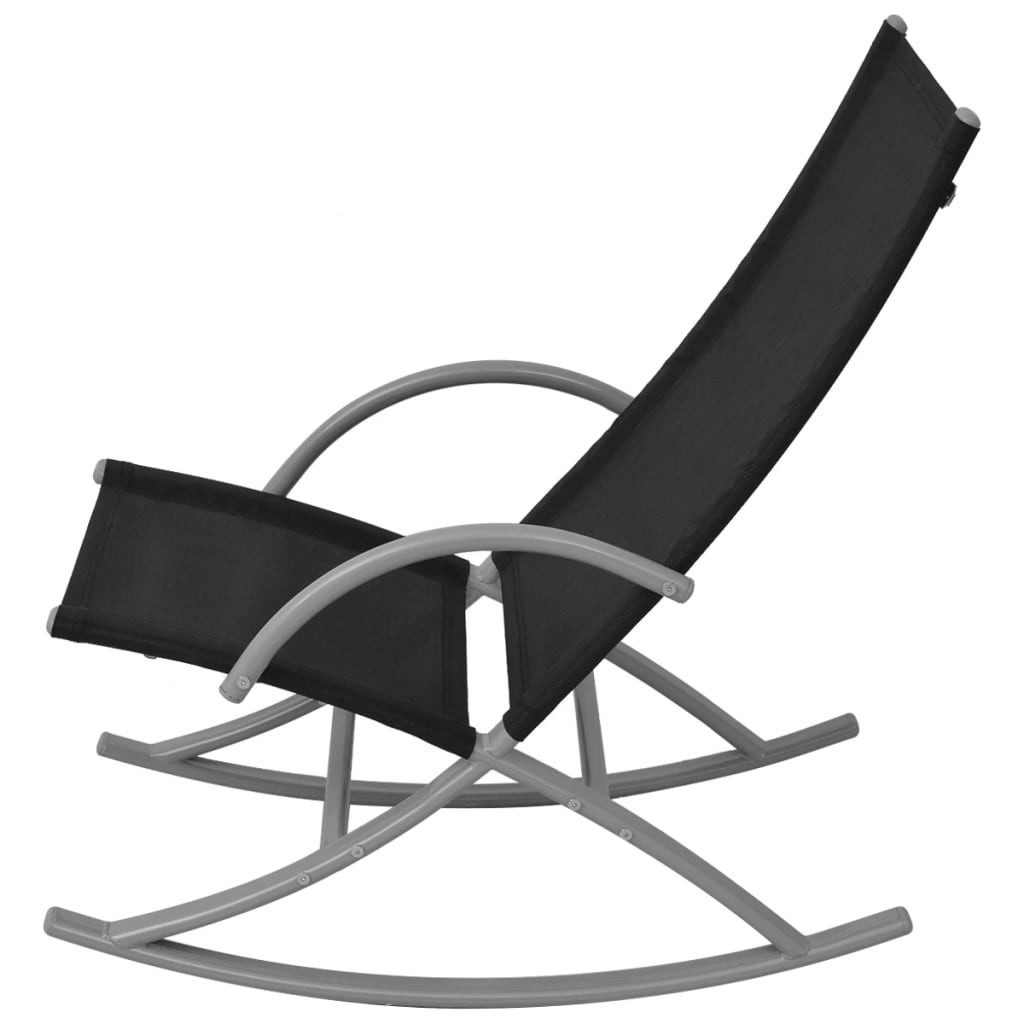furnicato Gartenstuhl Garten-Schaukelstuhl-Set 53x92x86 cm Schwarz, Stabile Lounge-Sessel mit Textilene-Gewebe für Camping und Strand