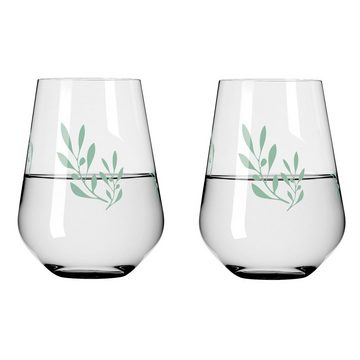 Dekomiro Tumbler-Glas 4er Set Ritzenhoff Organix Wasserrglas mit Glasreinigstuch, Kristallglas