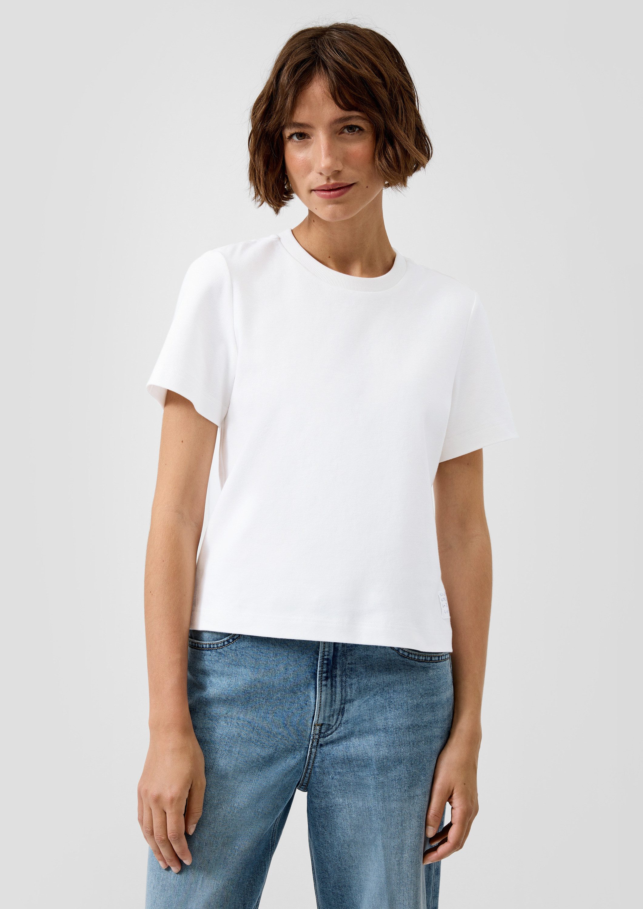 s.Oliver Kurzarmshirt T-Shirt Verkürztes T-Shirt aus Interlockjersey