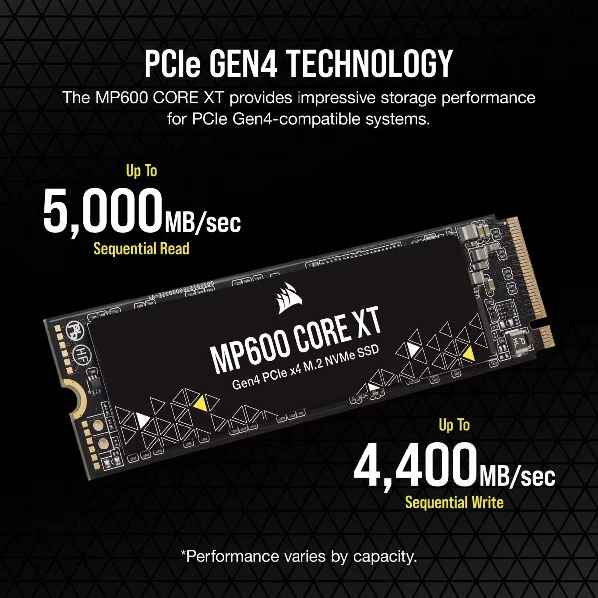 Corsair MP600 CORE XT 2TB SSD interne Gaming-SSD (2TB) 0" 5000 MB/S Lesegeschwindigkeit, 4400 MB/S Schreibgeschwindigkeit