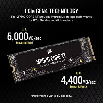 Corsair MP600 CORE XT 2TB SSD interne Gaming-SSD (2TB) 5000 MB/S Lesegeschwindigkeit, 4400 MB/S Schreibgeschwindigkeit