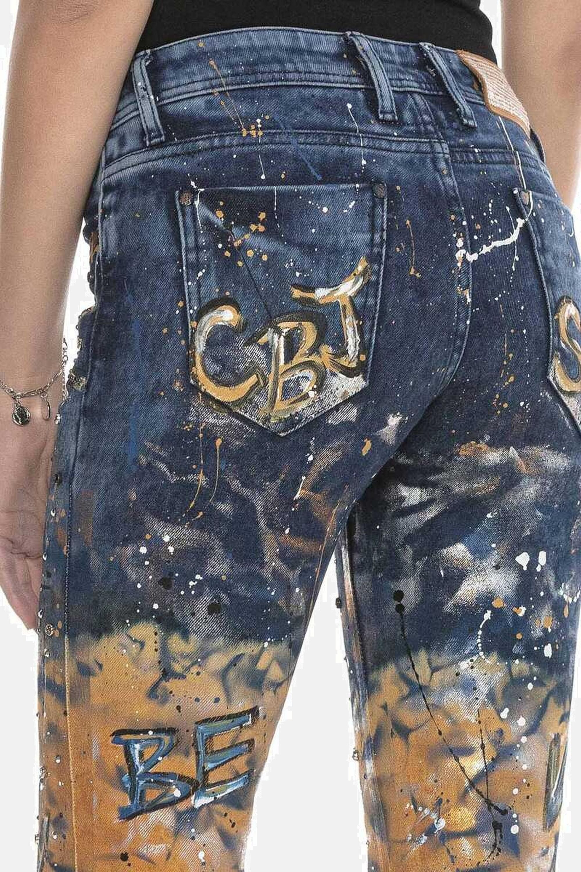 Cipo & Baxx Slim-fit-Jeans Jeans Mit coolen Schriftzügen, WD440 – Bild 5 von 5