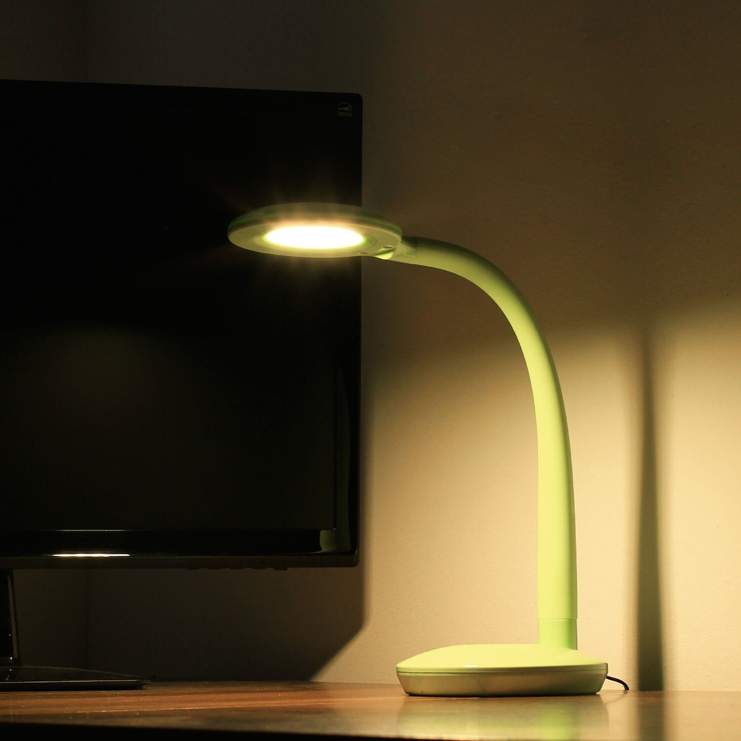 Nachttischlampe lm 300 Tischlampe Licht-Erlebnisse COBRA, Touch integriert, Warmweiß, cm 3000 LED verstellbar fest LED K Grün 46,5