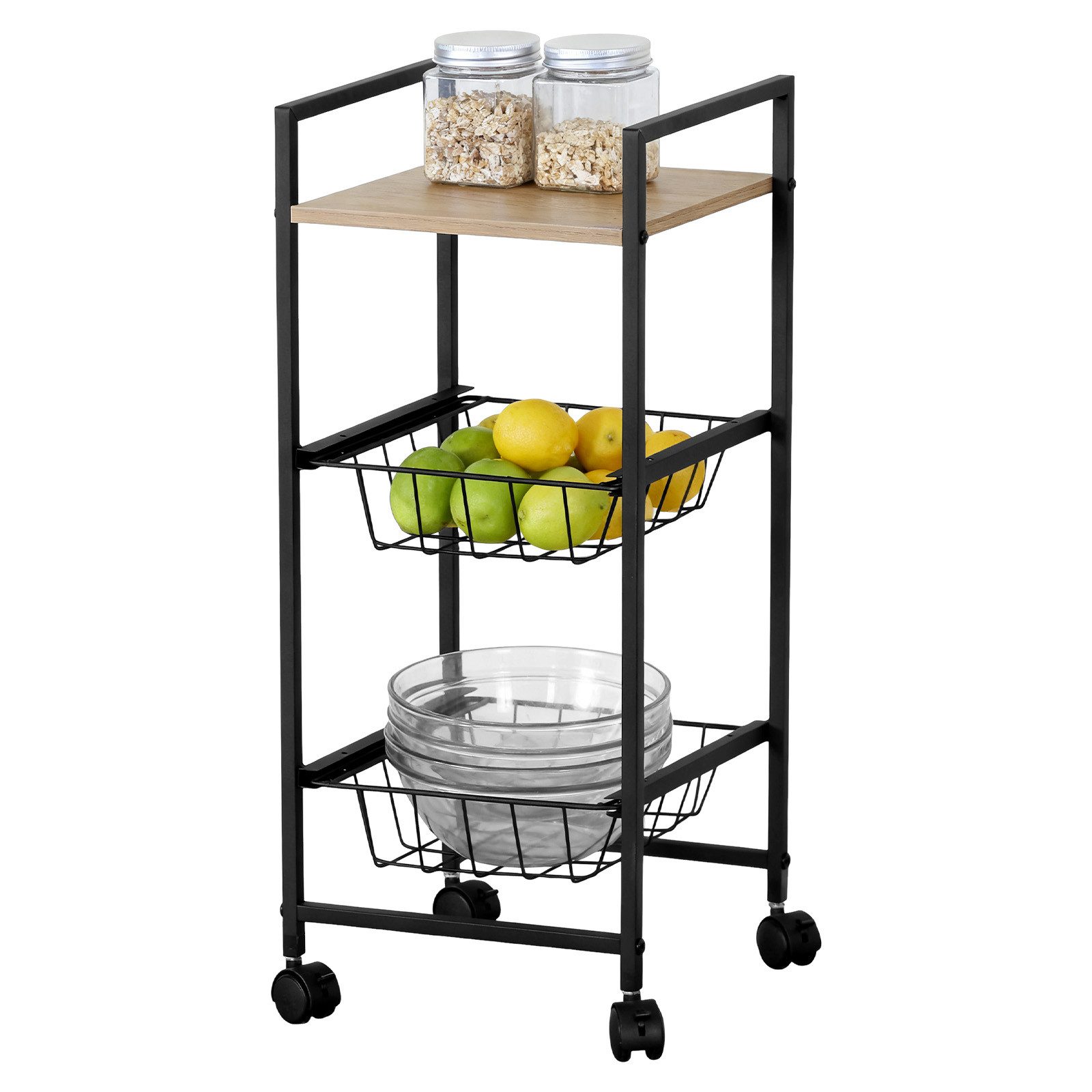 kisidus Beistellwagen Rollwagen 3 Ebenen, Allzweckwagen Rollende Lagerwagen günstig online kaufen