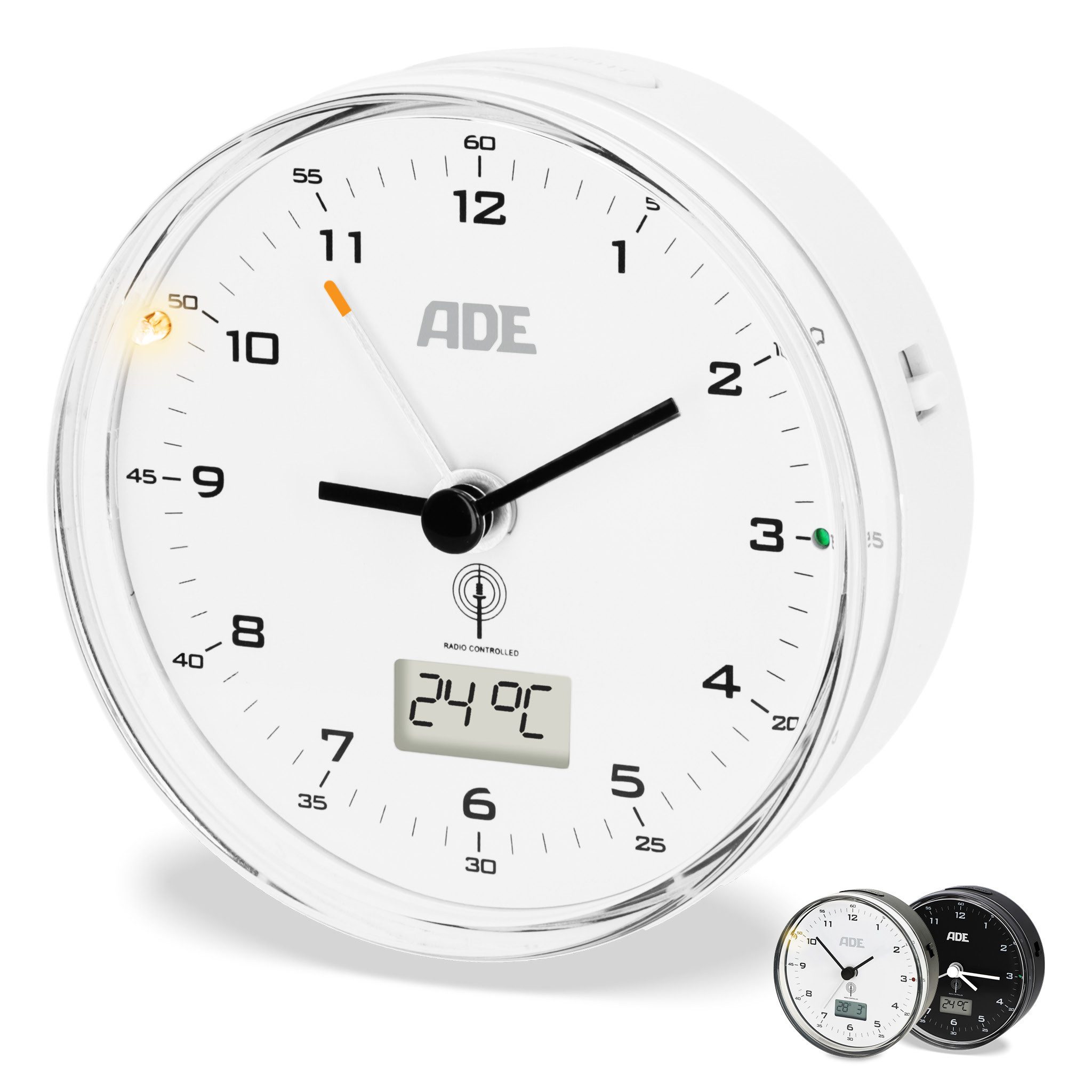 ADE Funkwecker Analoger Wecker mit Temperaturanzeige, ohne Ticken mit Beleu günstig online kaufen