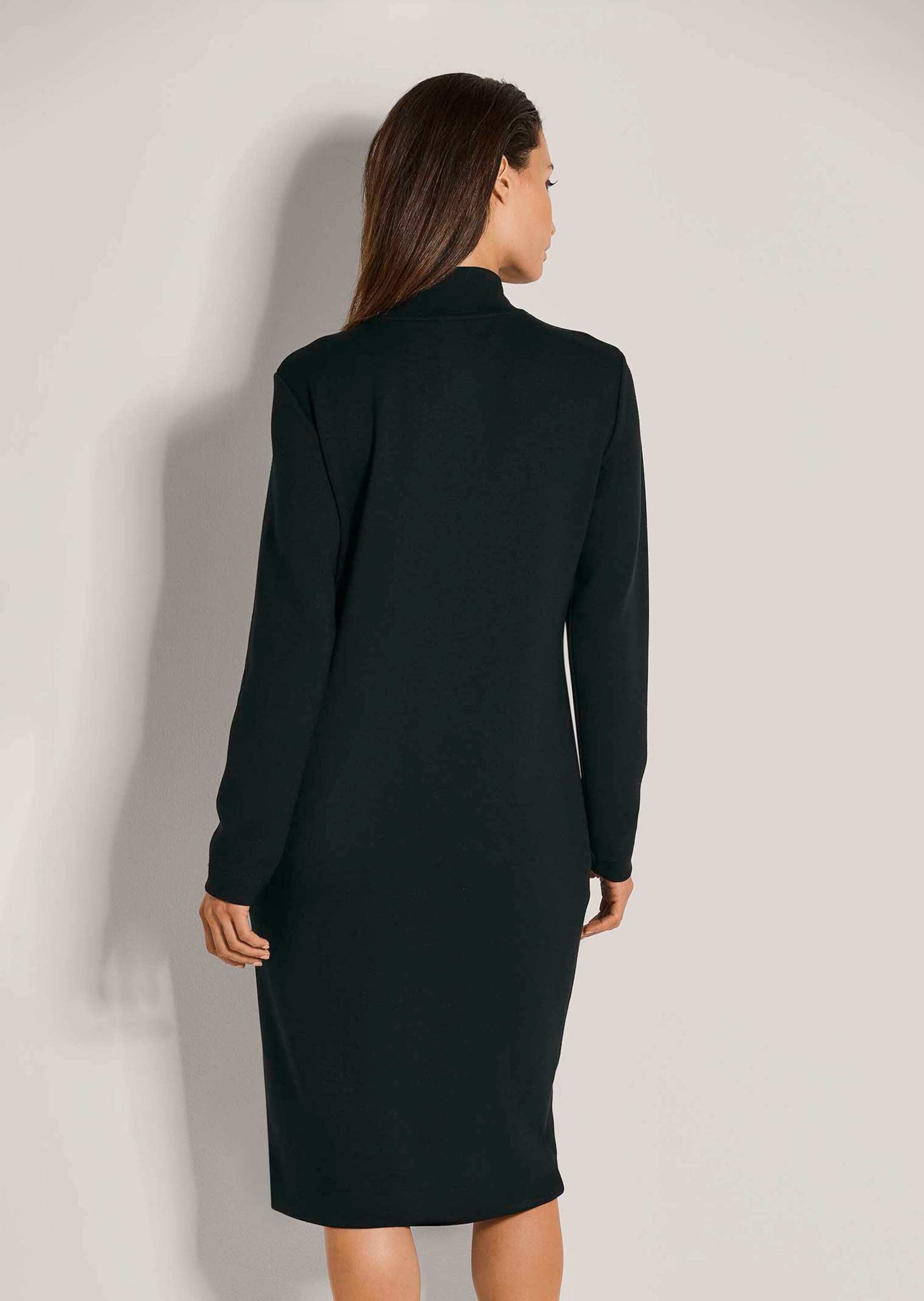 MADELEINE Midikleid Jersey-Kleid mit Stehkragen, Midilänge Kleid in figurschmeichelnder H-Linie, knieumspielend, Langarm