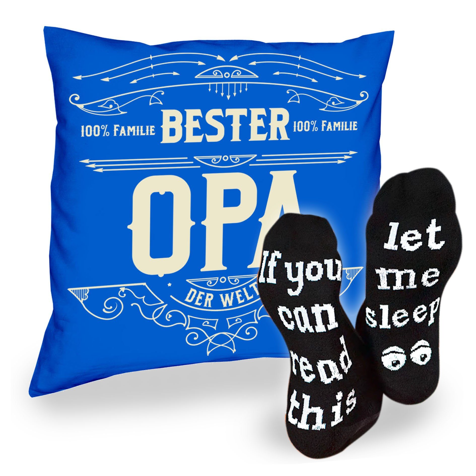 Opa Vatertagsgeschenk Kissen Sleep, Opa Sprüche Männer Bester Socken Dekokissen Soreso® royal-blau &