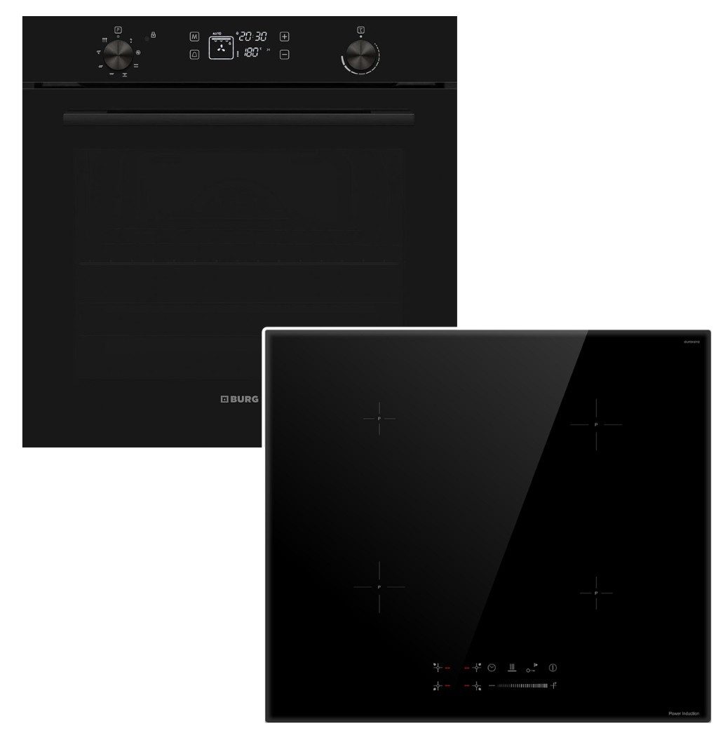 VESTEL Backofen-Set Backofen Pyrolyse visioTouch + keenberk Induktionskochfeld Booster, Pyrolyse-Selbstreinigung