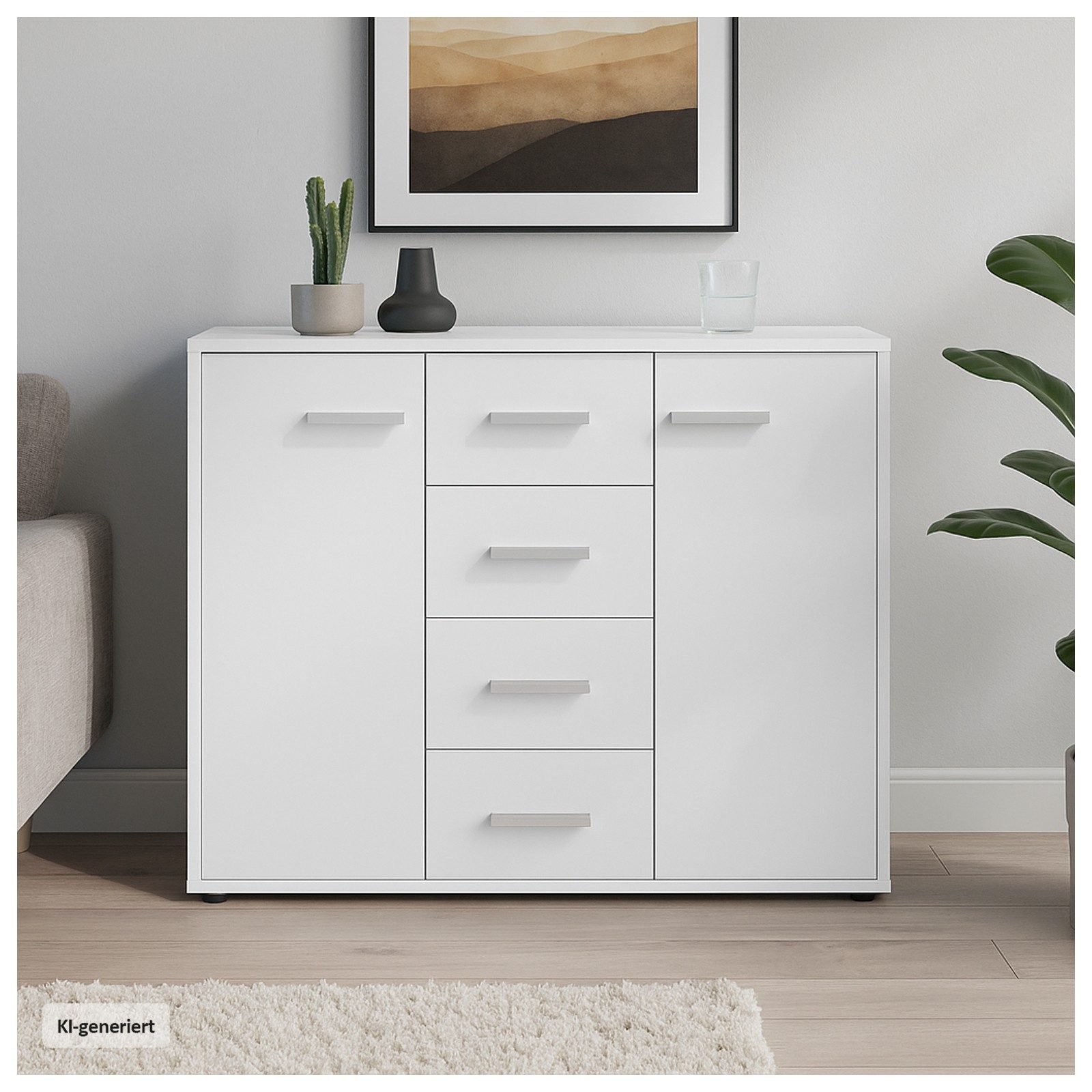 HTI-Living Sideboard Sideboard Nina mit 4 Schubladen Weiß (Stück, 1 St., 1 Sideboard), Anrichte Kommode Schrank