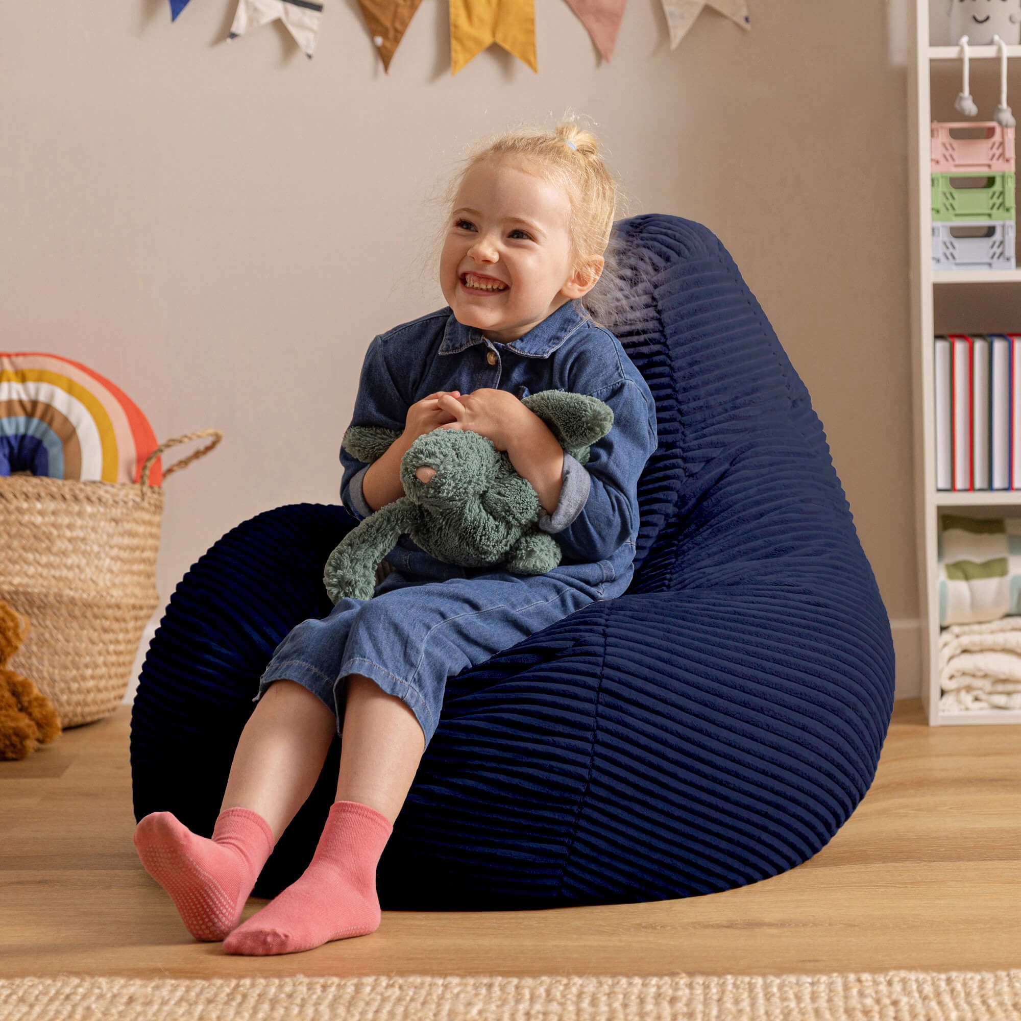 icon Sitzsack Kinder Sessel aus Cord Flauschig „Dalton", 69x59x65cm, Made i günstig online kaufen