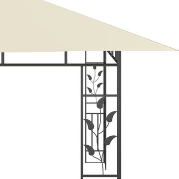 vidaXL Partyzelt Pavillon mit Moskitonetz & LED-Lichterkette 4x3x2,73m Cremeweiß