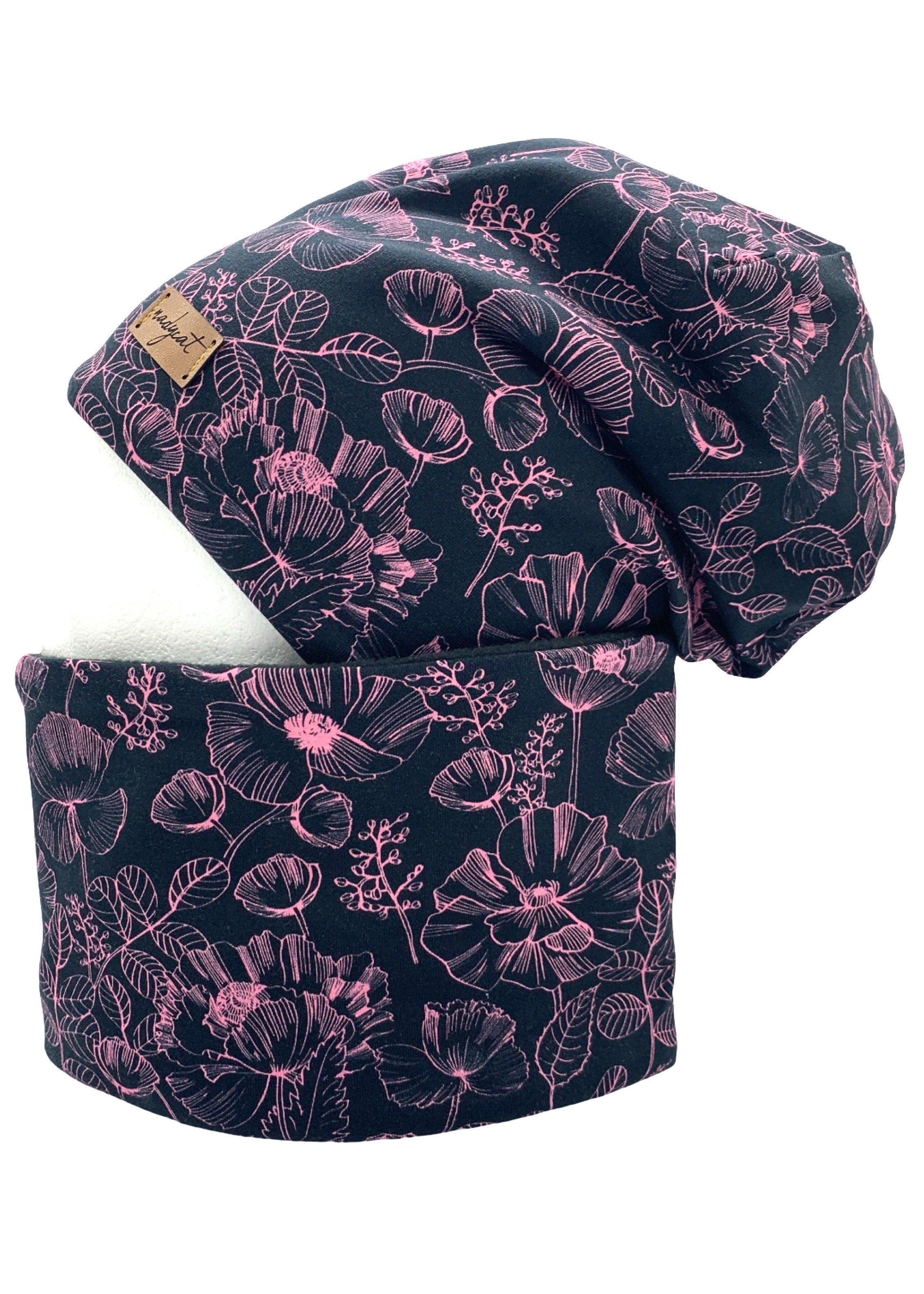 nadycat Beanie BLACK FLOWER (2-St., Beanie mit passendem Loop) handgefertig günstig online kaufen