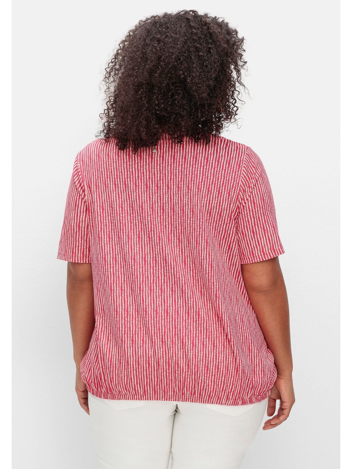 Sheego Rundhalsshirt Große Größen mit Minimal-Druck und Gummizugbund