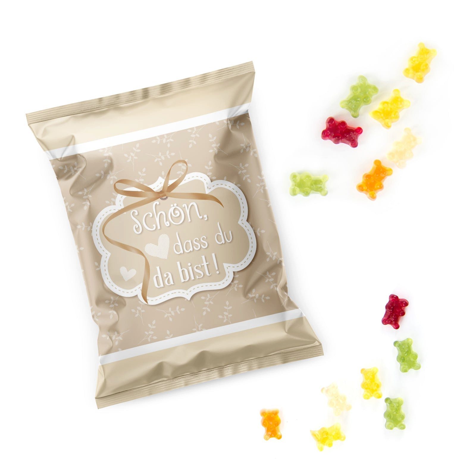 Logbuch-Verlag Dekofigur 10 Stück kleine Päckchen Gummibärchen give-away - Geschenk SCHÖN DASS