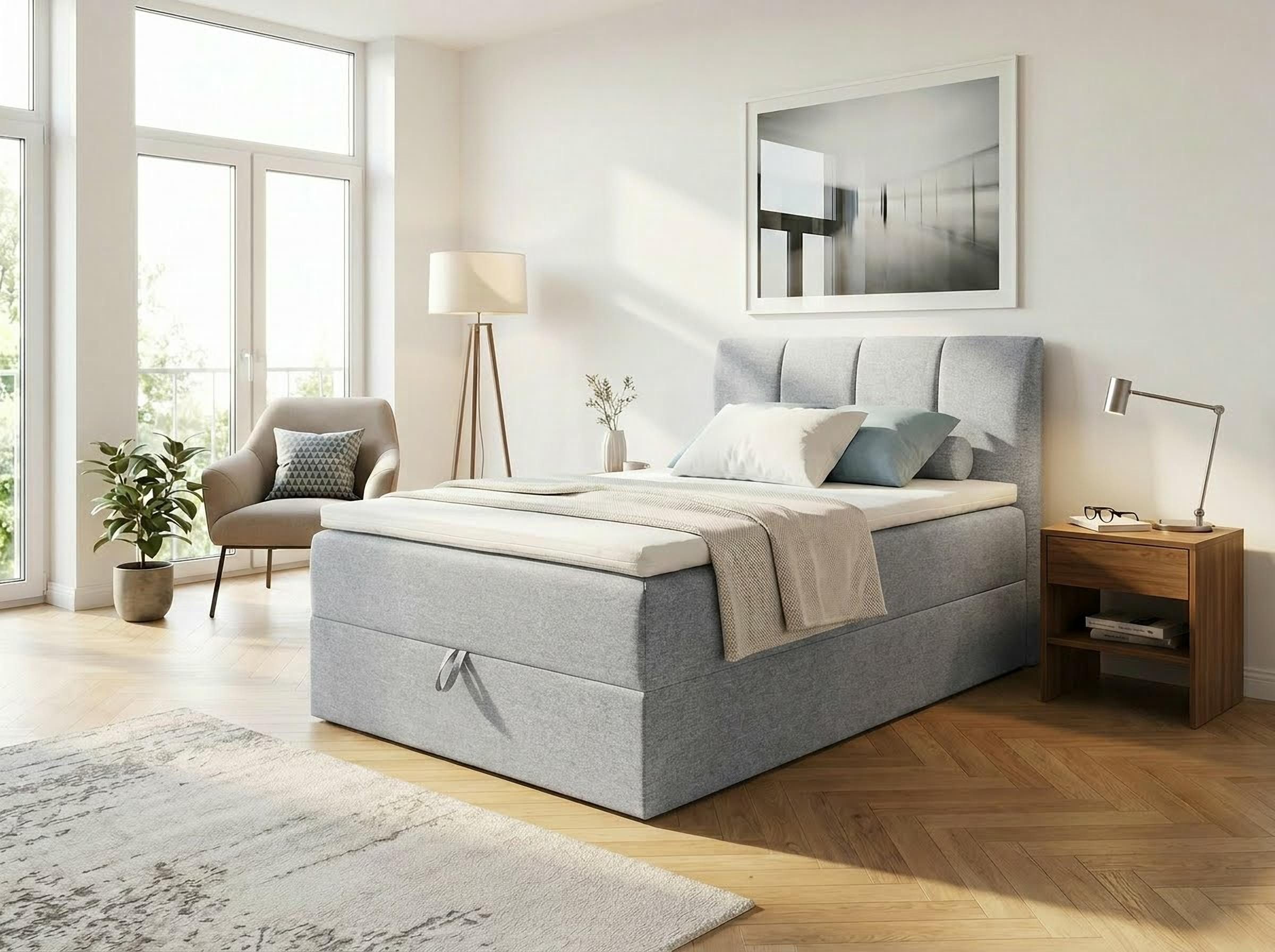ED EXCITING DESIGN Boxbett "Granada" inkl. Bettkasten und Topper, erhältlich in den Größen 120x200cm, 160x200cm & 180x200cm