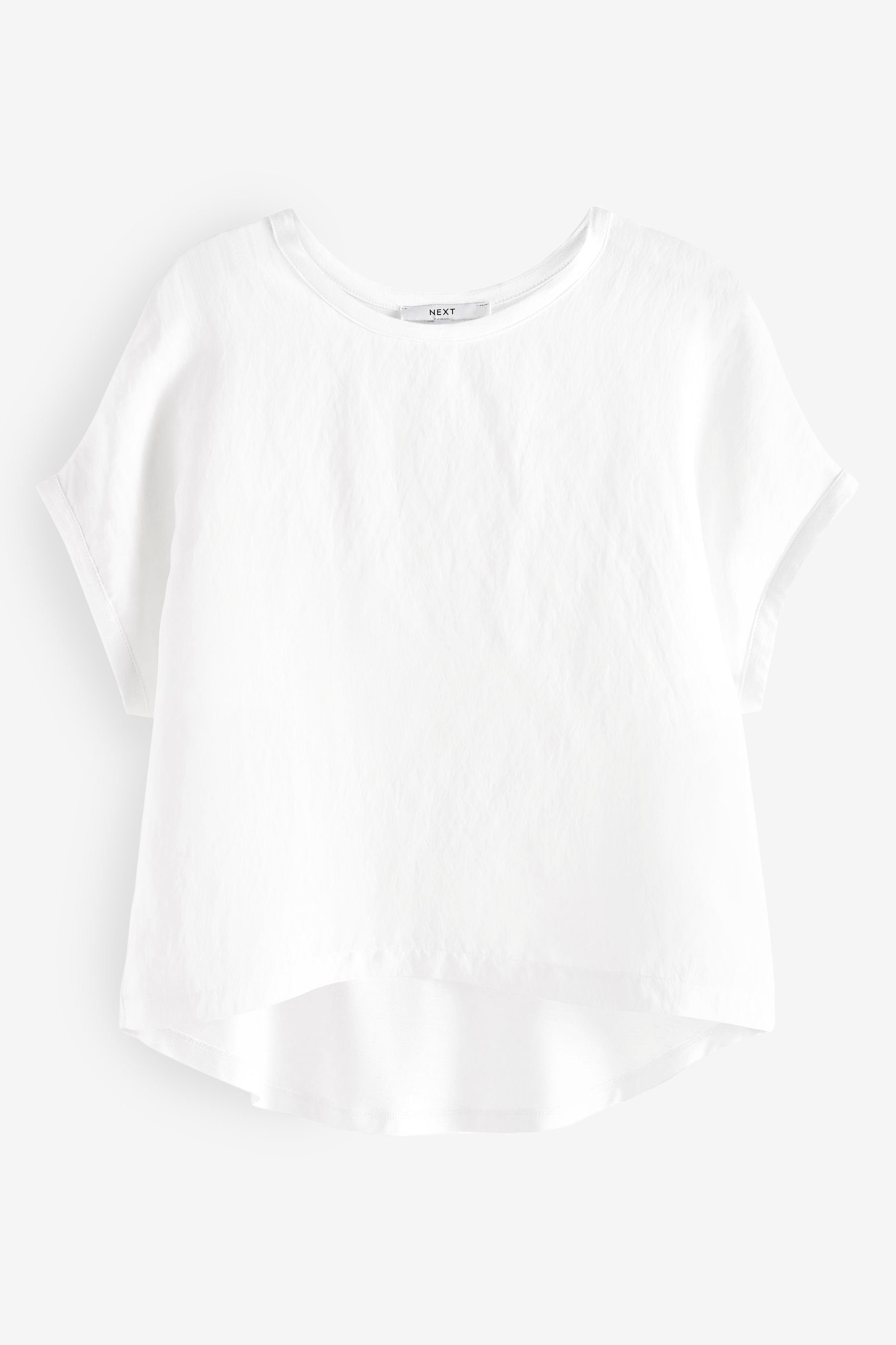Next T-Shirt Kastiges T-Shirt mit Webeinsatz (1-tlg)