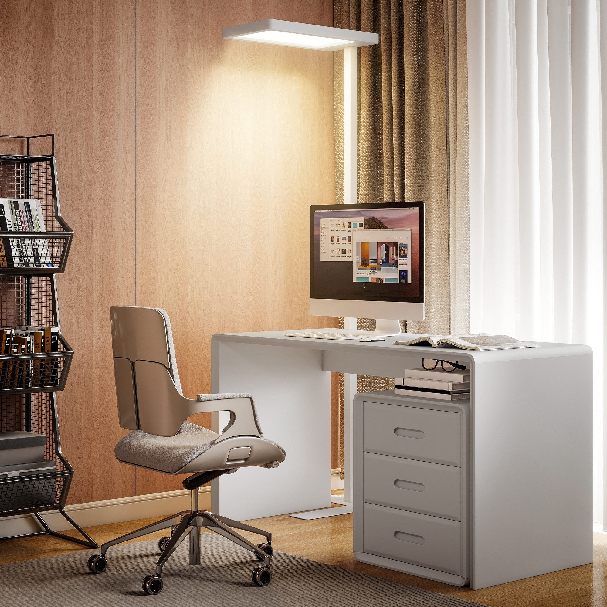 HOMCOM Stehlampe Stehleuchte mit Fernbedienung, Timing-Funktion, Nachtlicht, Dimmfunktion, LED fest integriert, Warmweiß, Kaltweiß, Leselampe Stehend für Schlafzimmer Wohnzimmer