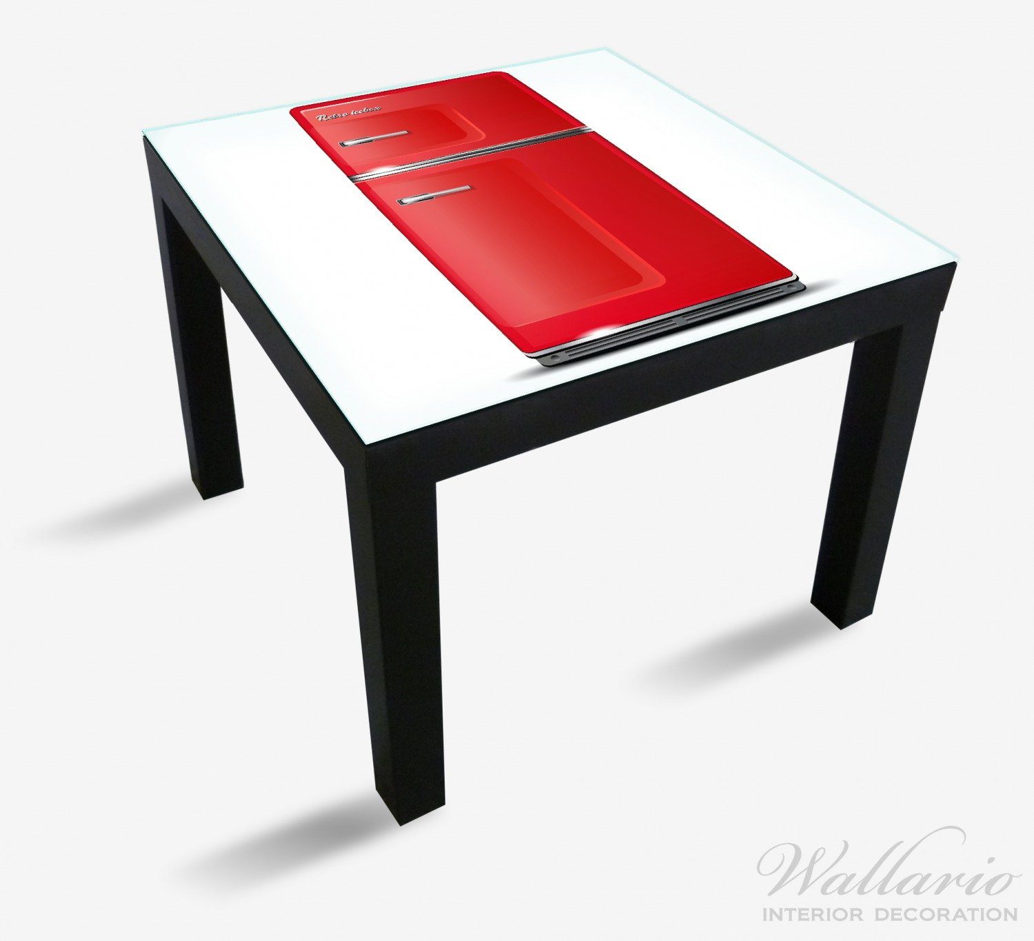 geeignet für Wallario Roter (1 Kühlschrank Tisch Ikea Tischplatte St), Lack
