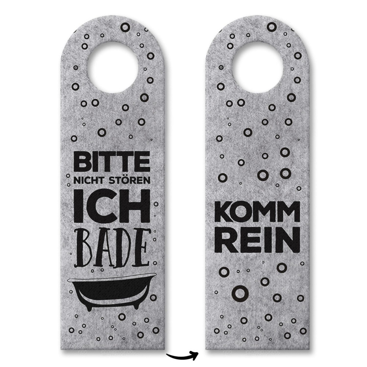 Dekohänger Nicht stören ich bade oder Komm rein Türhänger in Grau mit Badewanne