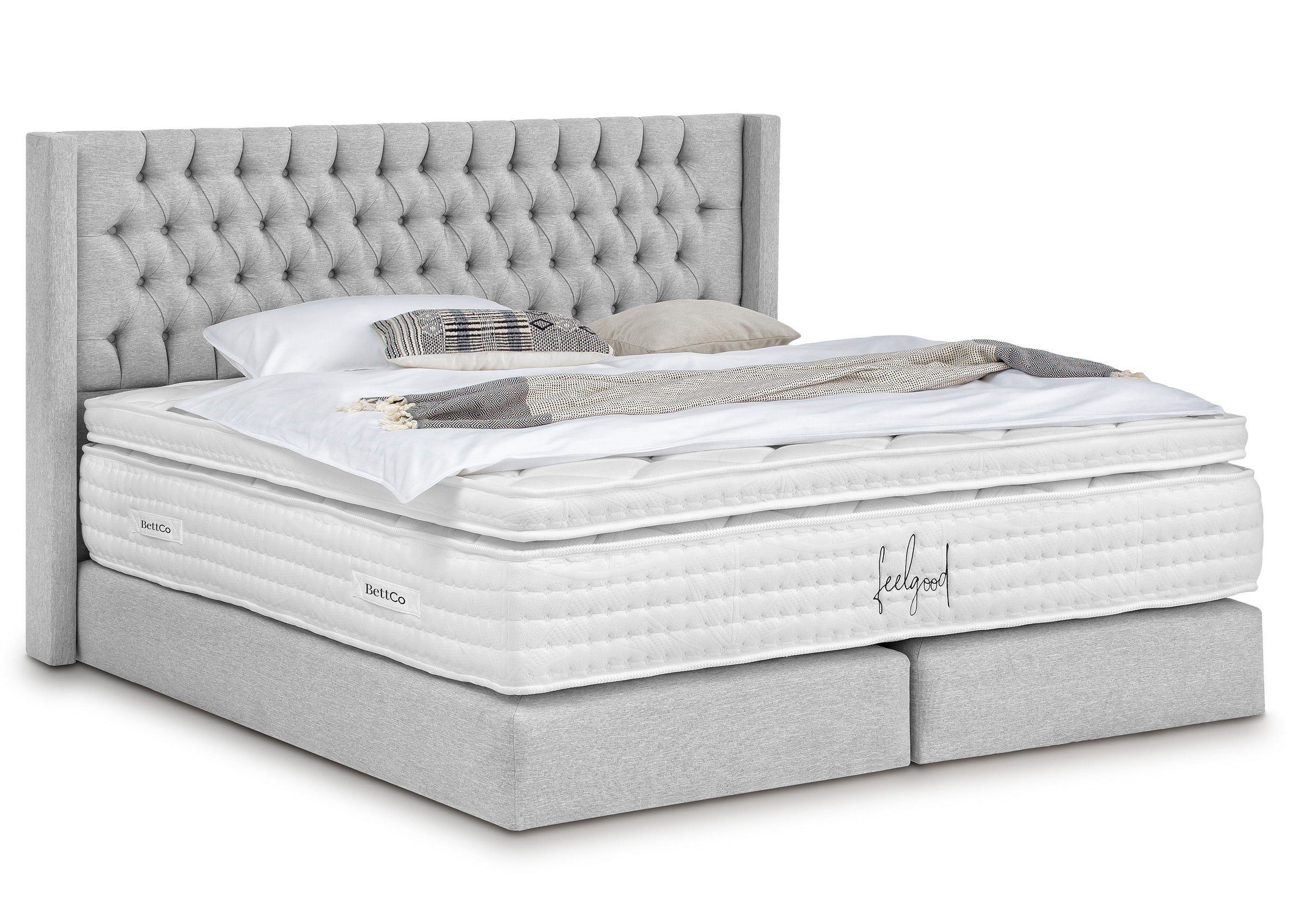 BettCo Boxspringbett Florida (in Hellgrau Webstoff, günstig online kaufen