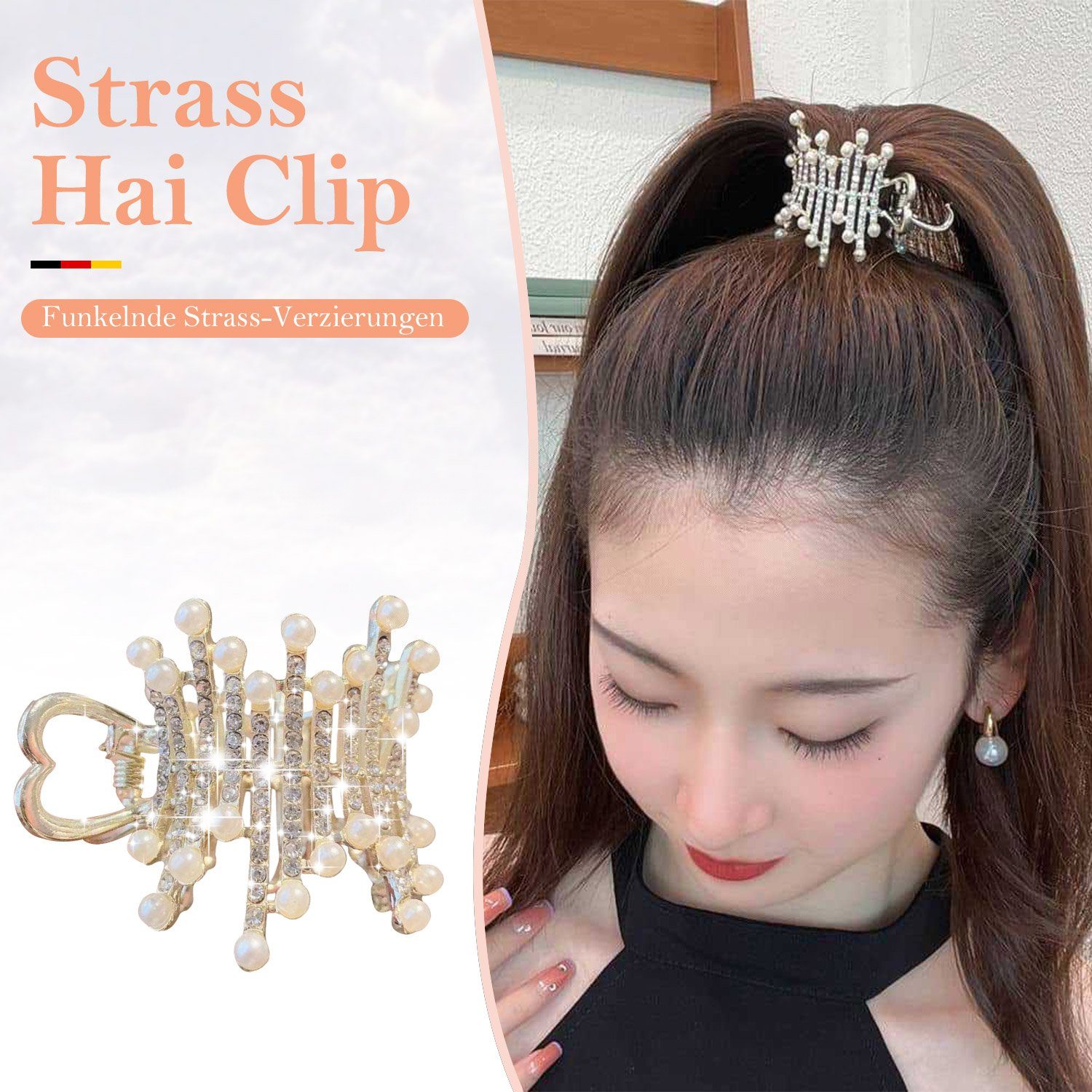 MAGICSHE Haarspange Glänzende Strass Haarspange langem für golden dickem Haar