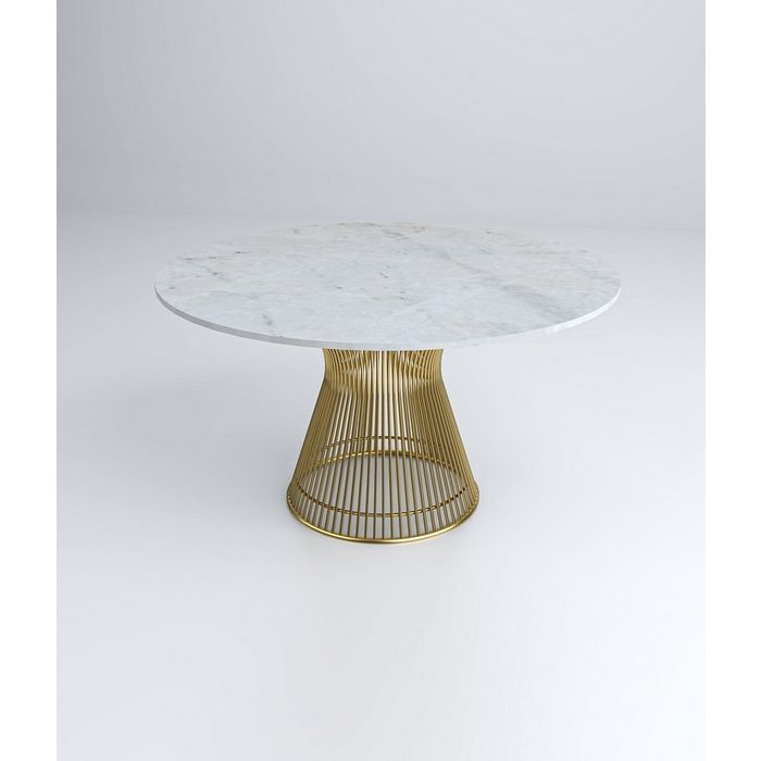 D'arte Stone Esstisch runder Marmor-Esstisch mit goldenem Netzgestell ORLEY