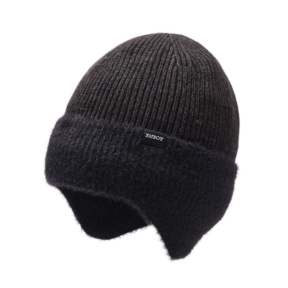 Zaewry Strickmütze Strickmütze mit Ohrenschutz, elastische dicke Wintermütze, warme gefütterte Strickmütze für Damen und Herren