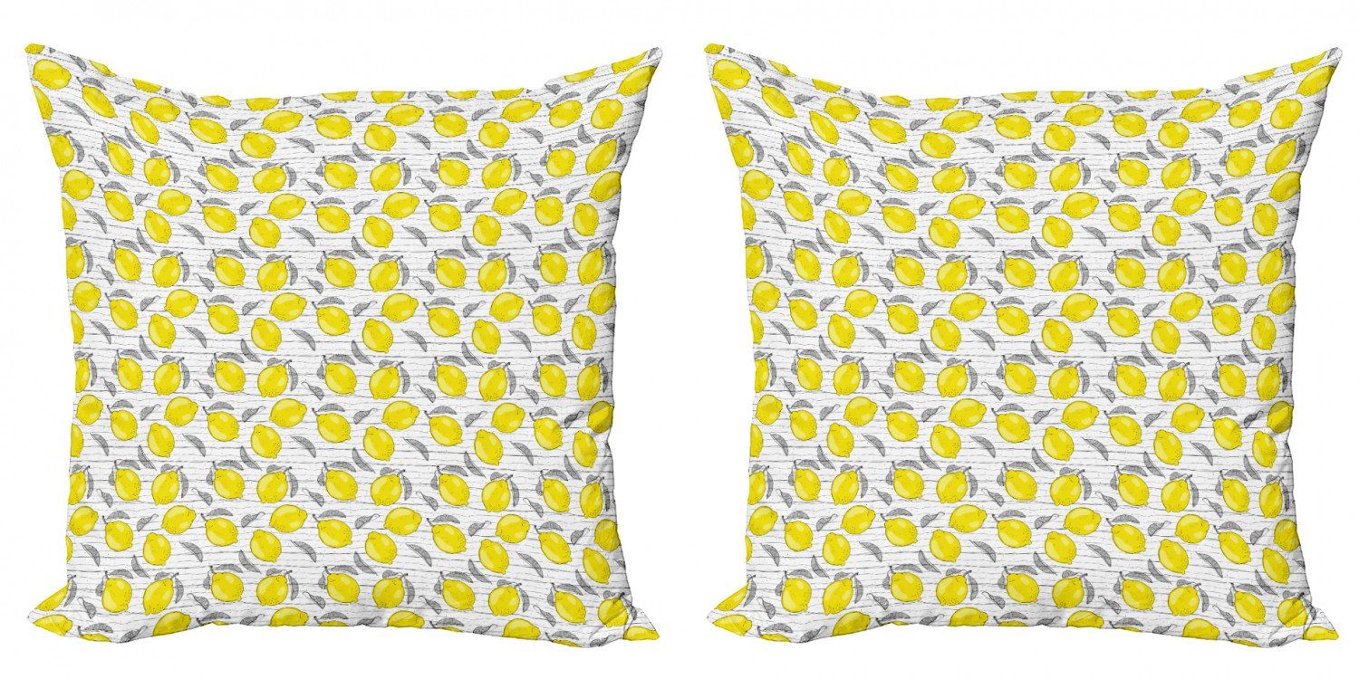 Kissenbezüge Modern Accent Doppelseitiger Digitaldruck, Abakuhaus (2 Stück), Zitronen Skizziert Lemon Pattern