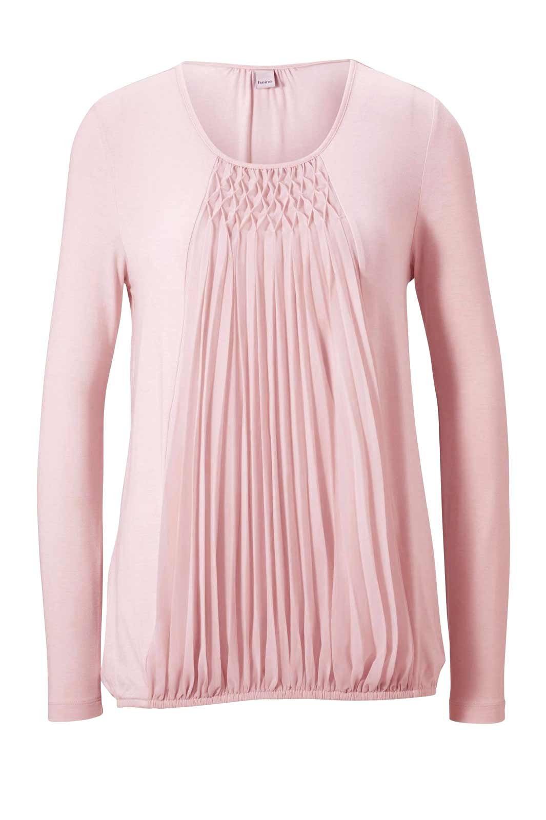 heine T-Shirt Heine mit Chiffon, Jerseyshirt Damen rosé