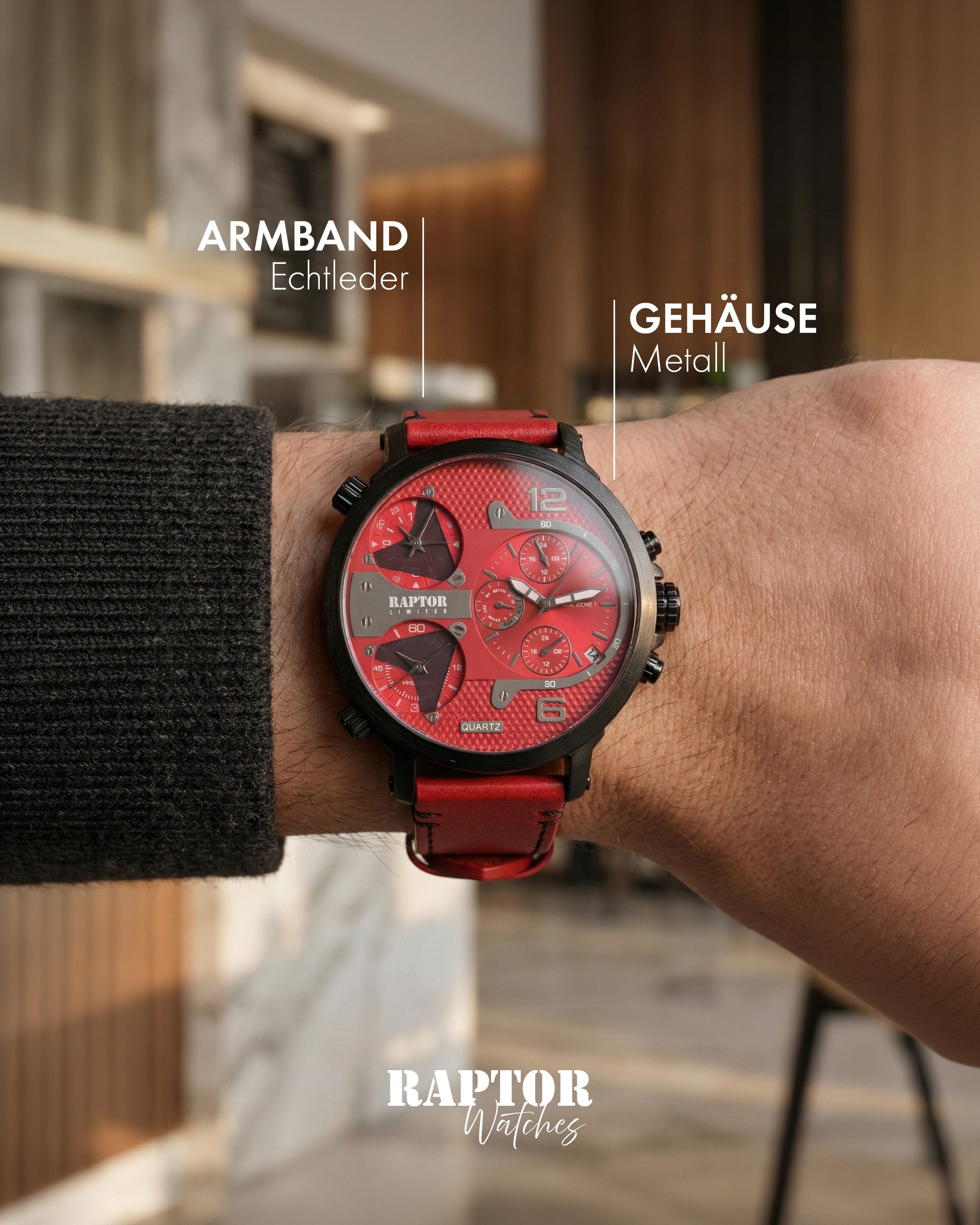 Raptor Limited Quarzuhr Maxx, silberfarbig, Datumsanzeige