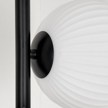 hofstein Stehlampe Stehlampe aus Metall/Riffelglas in Schwarz/Weiß, ohne Leuchtmittel, Leuchte mit Glasschirmen (15cm), Fußschalter, 5xG9, ohne Leuchtmittel