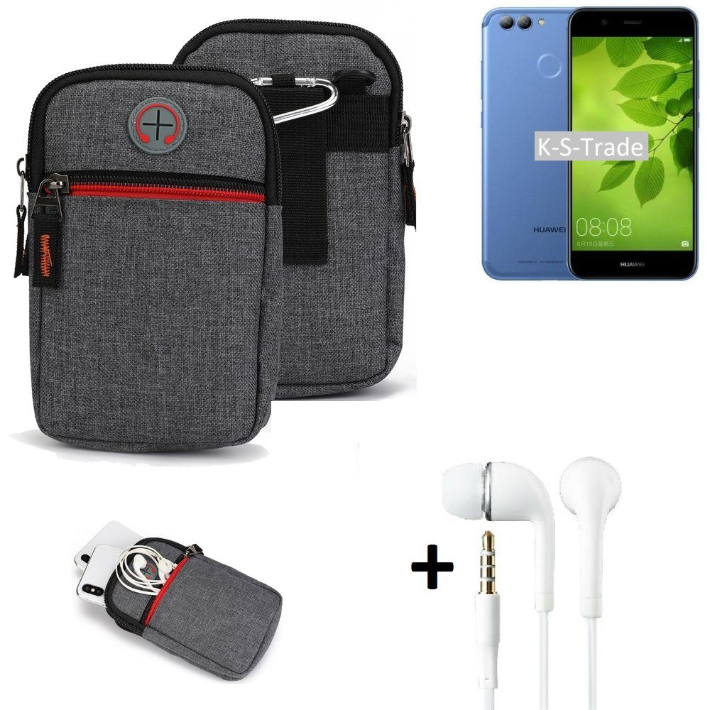 K-S-Trade Handyhülle für Huawei Nova 2, Gürtel Tasche + Kopfhörer Handy  Tasche Holster Schutz Hülle