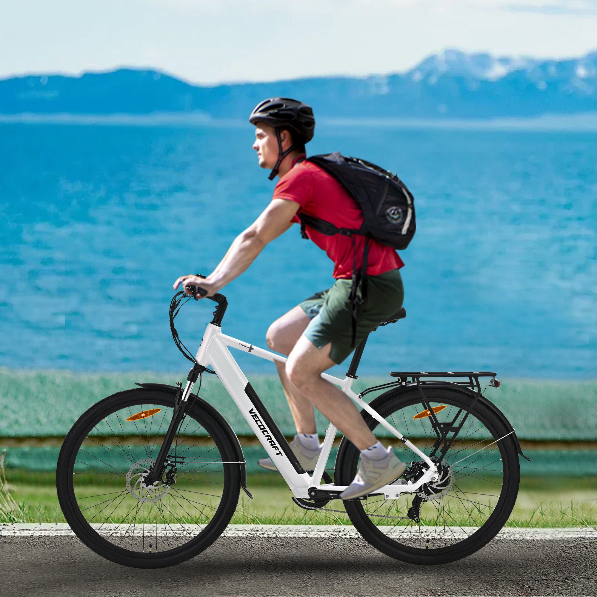 VECOCRAFT E-Bike Cityrad 28Zoll Pedelec 40Nm mit 36V 10.4Ah,100KM,für Damen und Herren EURYBIA, 7 Gang Shimano, Kettenschaltung, Heckmotor, 374,4 Wh, (max. Belastung 150 kg, Aluminiumrahmen, LCD-Display), Trekkingrad,Pedelec mit Scheibenbremse, StVZO,E-Cityrad