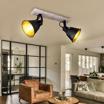 Globo LED Deckenspot, Leuchtmittel nicht inklusive, Vintage Decken Leuchte Holz Lampe Spot Strahler Leiste verstellbar