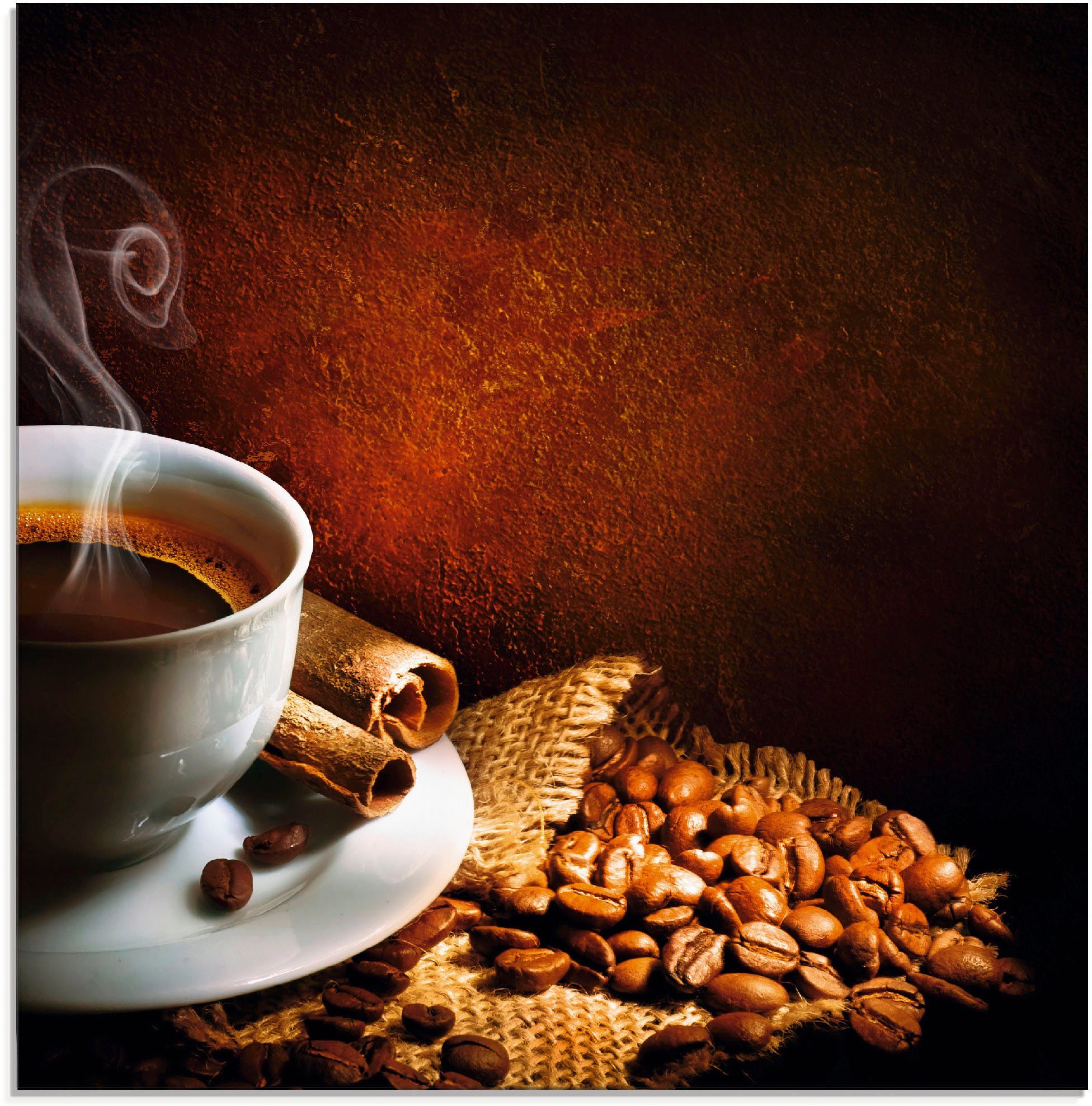 Artland Glasbild Kaffeetasse mit Kaffebohnen, Getränke (1 St), in verschiedenen Größen | Bilder