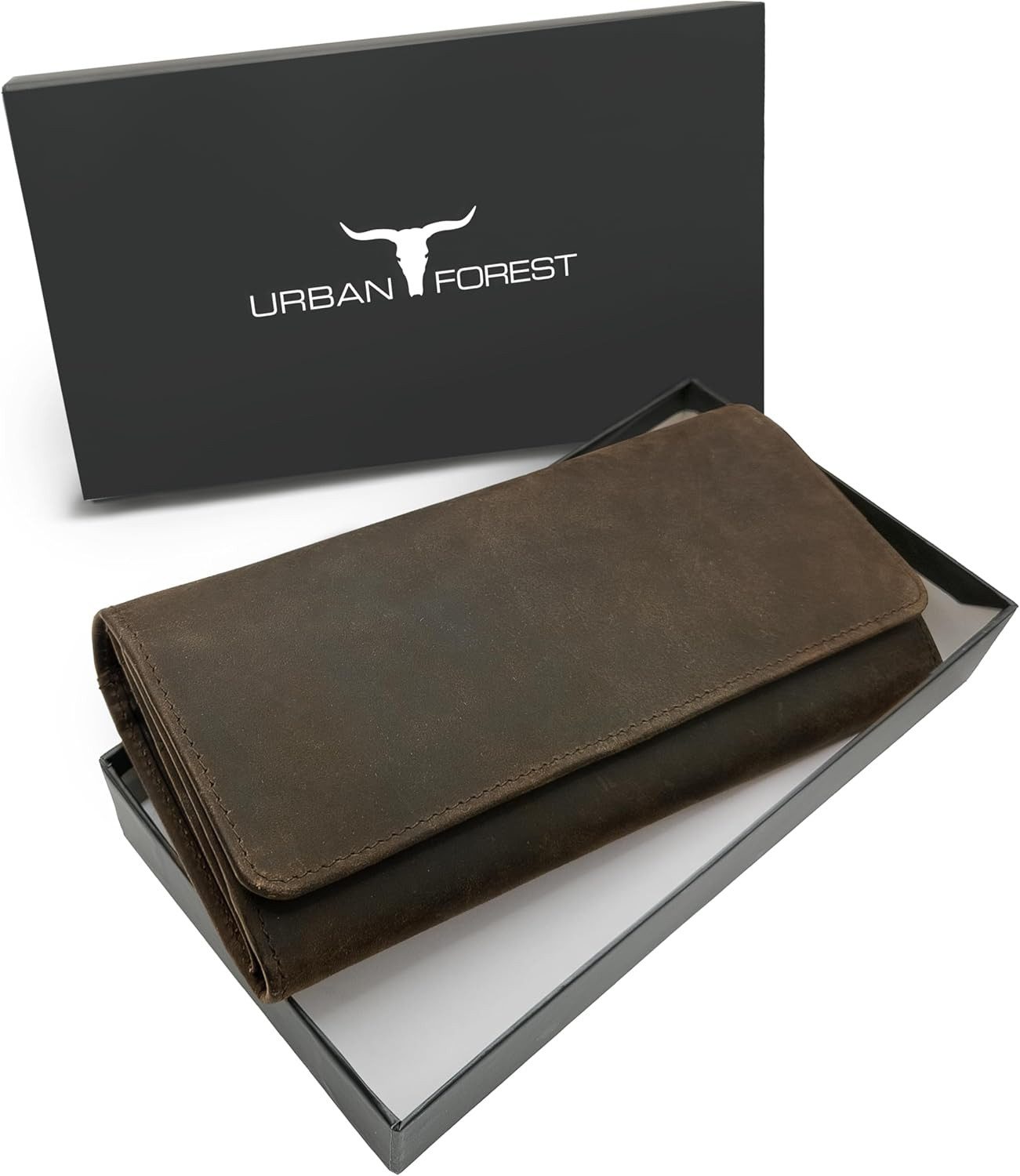 URBAN FOREST Geldbörse Damen Geldbörse lang aus 100% Leder Reißverschluss & Kartenfächer