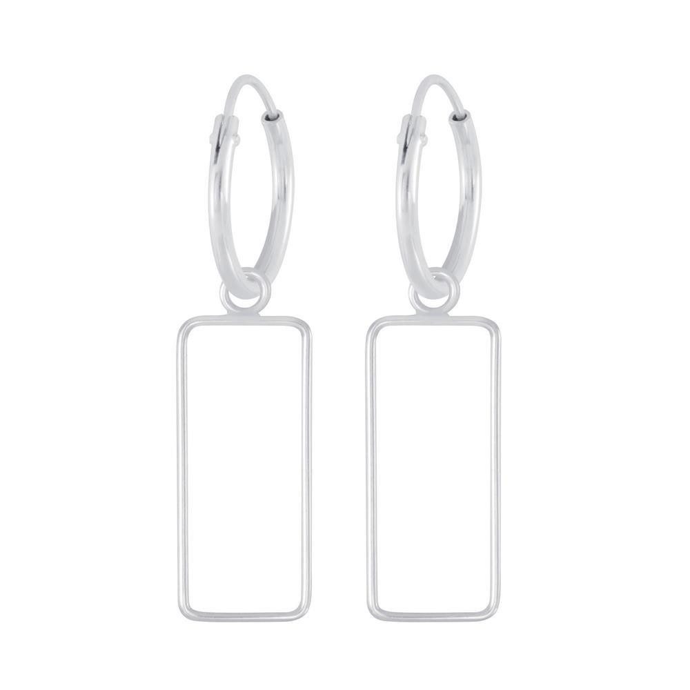 Creolen-Set Creolen Vierecks-Anhänger aus 925 Silber Damen silber